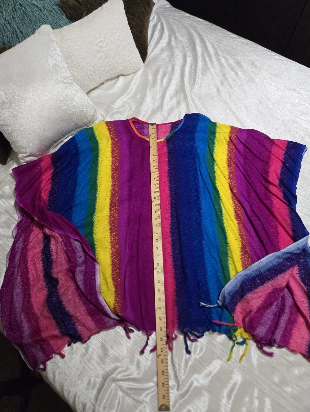 Vibrant Rainbow Striped Poncho OS NWOT!!